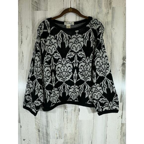 Franco Moretti Firenze Wool Blend Sweater Size Small Made in Italy Black White - Picture 1 of 7